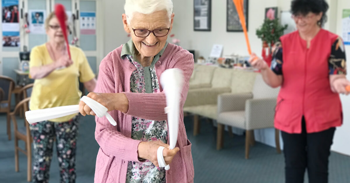 Aged care exercise programs are incorporating poi as a new way to keep the mind and body fit.